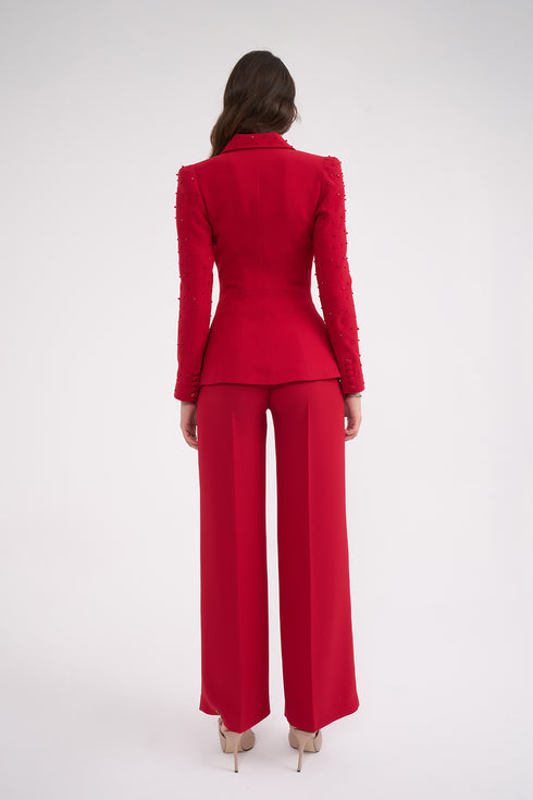 High Waist Straight Leg Trousers With Thick Belt